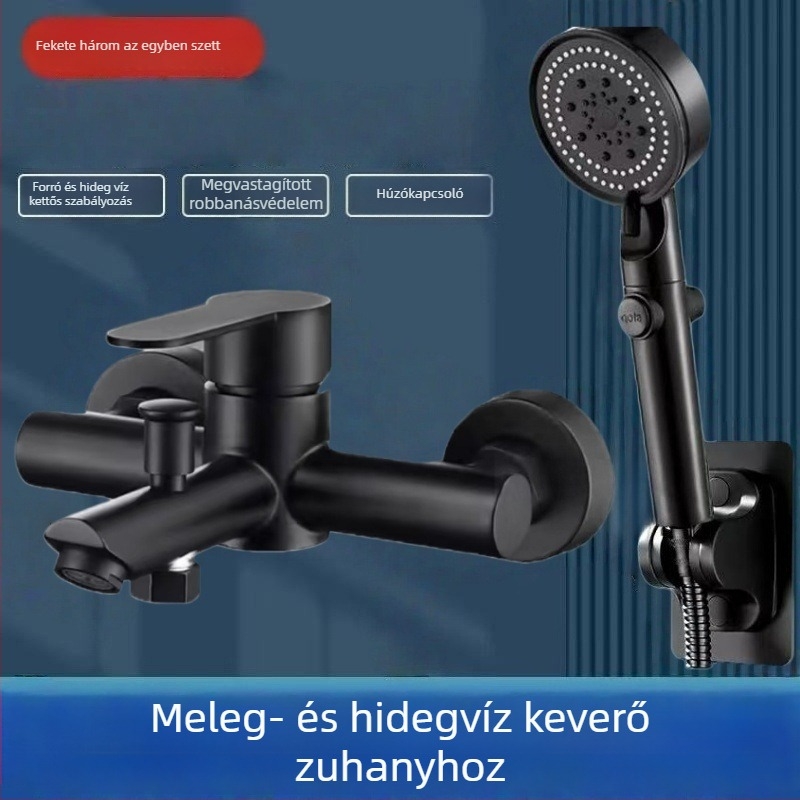 Rejtett zuhanykészlet 304 rozsdamentes acélból, forgó permetezőfej, víztakarékos, meleg/hideg kettős szabályozás, egyetlen gombnyomással vízmegszakítás, 0–90°C