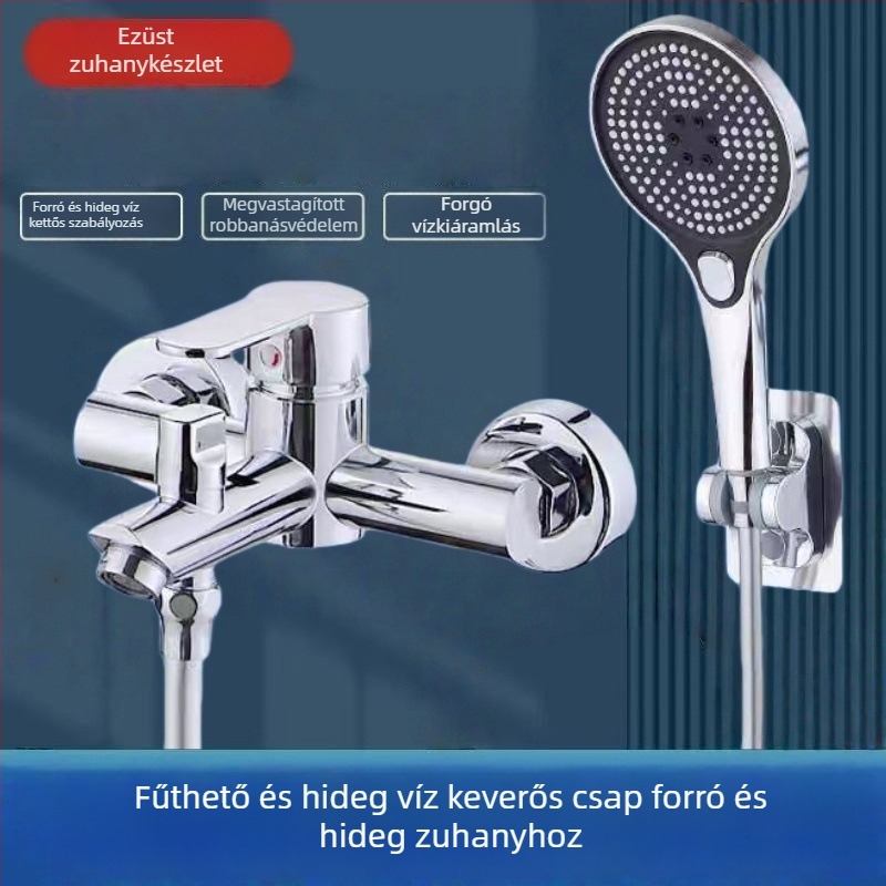 Rejtett zuhanykészlet 304 rozsdamentes acélból, forgó permetezőfej, víztakarékos, meleg/hideg kettős szabályozás, egyetlen gombnyomással vízmegszakítás, 0–90°C