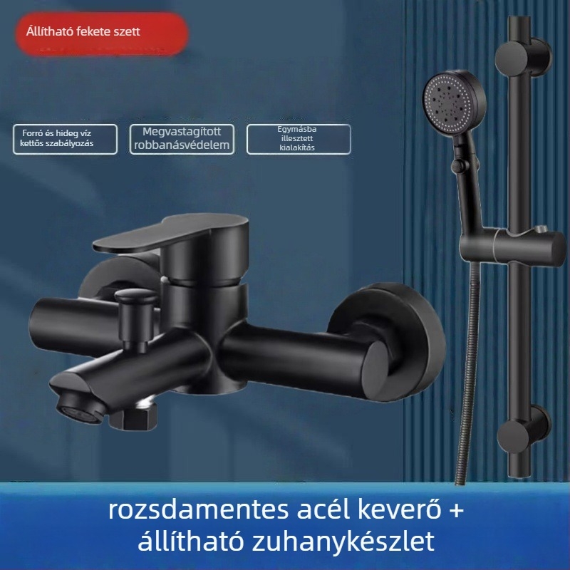 Rejtett zuhanykészlet 304 rozsdamentes acélból, forgó permetezőfej, víztakarékos, meleg/hideg kettős szabályozás, egyetlen gombnyomással vízmegszakítás, 0–90°C