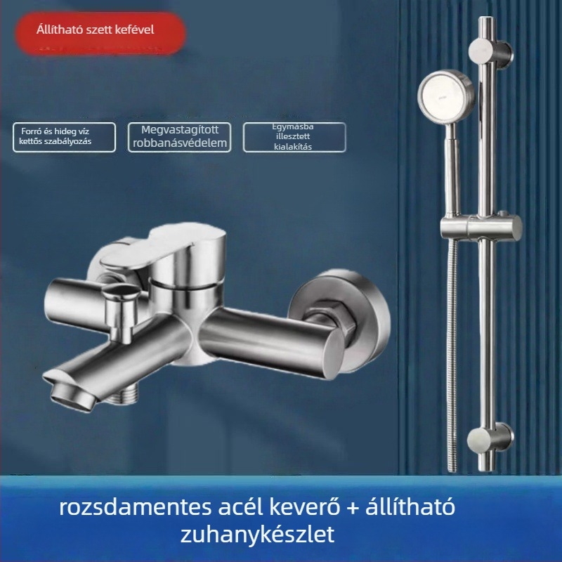 Rejtett zuhanykészlet 304 rozsdamentes acélból, forgó permetezőfej, víztakarékos, meleg/hideg kettős szabályozás, egyetlen gombnyomással vízmegszakítás, 0–90°C