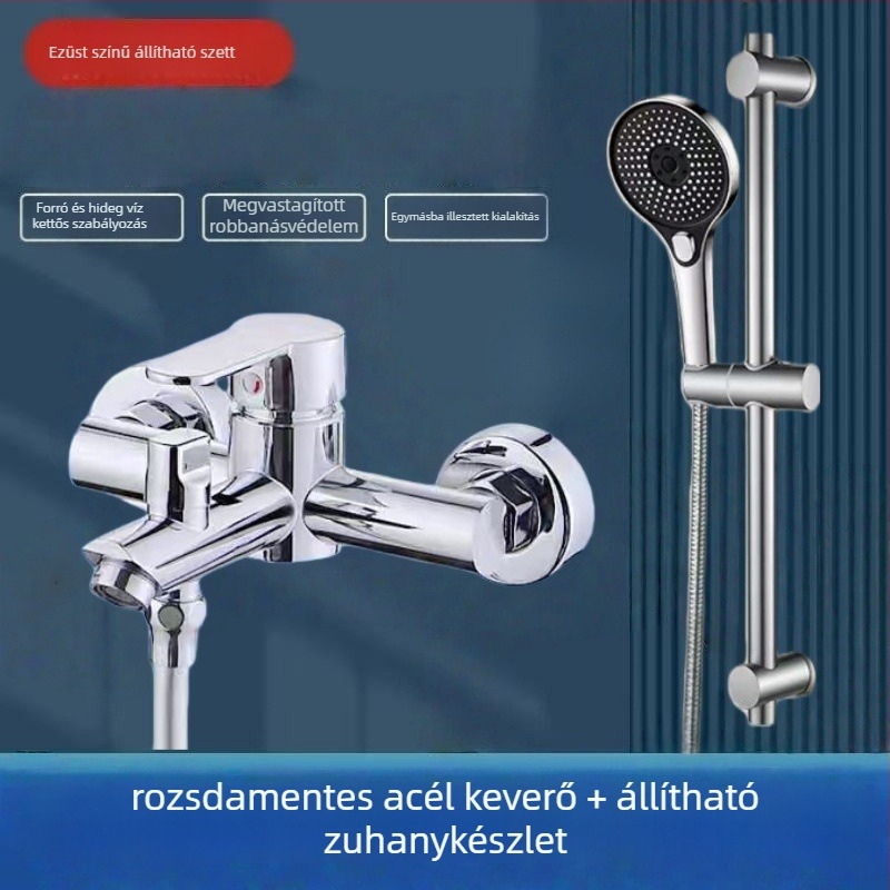 Rejtett zuhanykészlet 304 rozsdamentes acélból, forgó permetezőfej, víztakarékos, meleg/hideg kettős szabályozás, egyetlen gombnyomással vízmegszakítás, 0–90°C