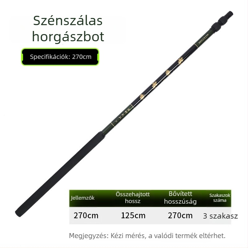 Karbonszálas halászhálóbot, 2-3 szakaszú, 244 g, állítható, felújított csúszásmentes anyacsavar