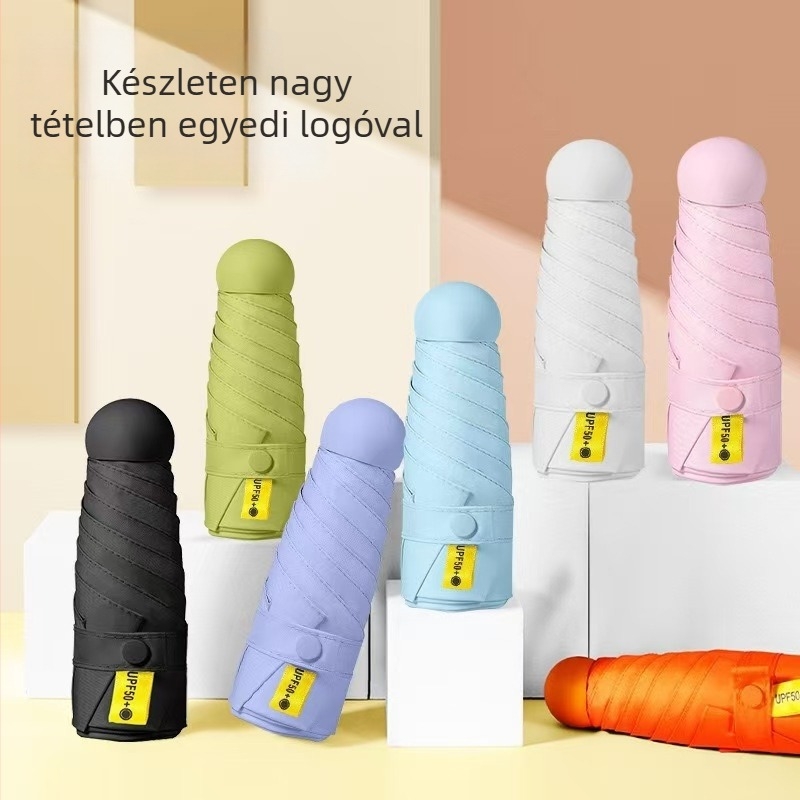 Napsütéses és esős esernyő, 6-ágú rostváz, 190T anyagú borítás, UPF>50, kézi nyitás, logónyomtatás és testreszabás