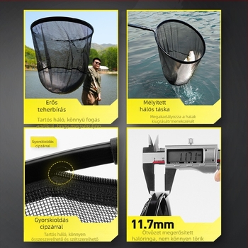 Handing No.1 Összecsukható Gyorsan Száradó Hálófej Anti-Horgokkal, Ragasztott Háló