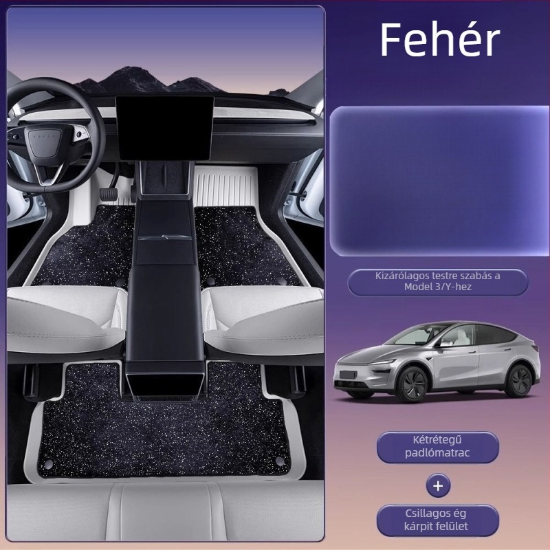 Tesla Model 3 és Model Y padlószőnyeg teljes lefedettséggel, TPES anyag, logó nélkül