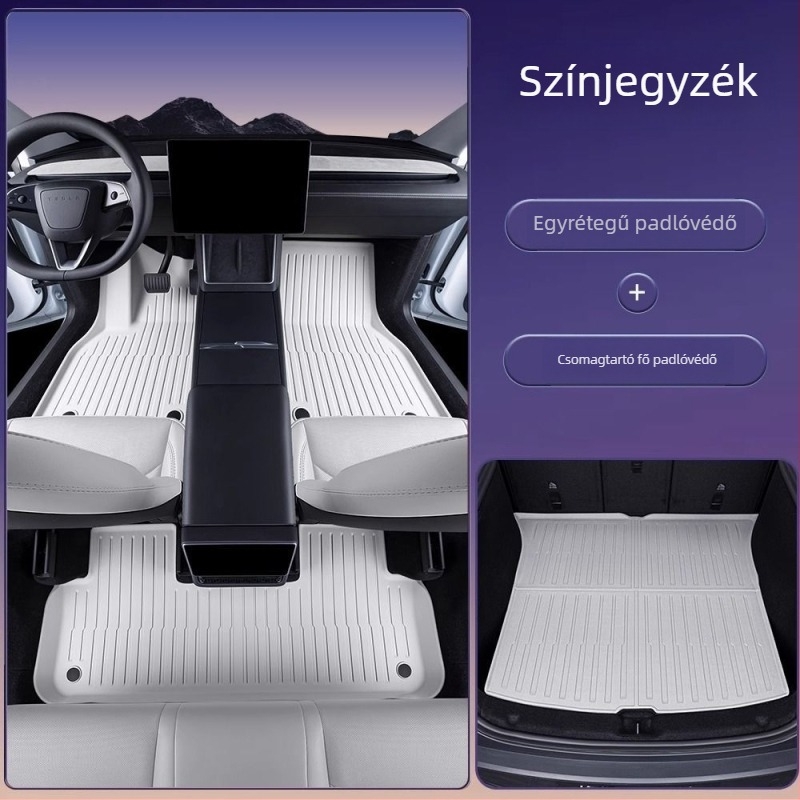 Tesla Model 3 és Model Y padlószőnyeg teljes lefedettséggel, TPES anyag, logó nélkül