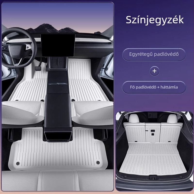 Tesla Model 3 és Model Y padlószőnyeg teljes lefedettséggel, TPES anyag, logó nélkül