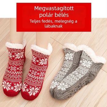 Téli lábmelegítő zoknik férfiaknak és nőknek, meleg gyapjúból, csúszásmentes talppal alváshoz