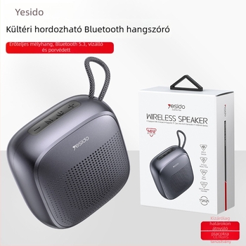 Yesido Kültéri hordozható Bluetooth hangszóró mélynyomóval, Bluetooth 5.3, frekvenciatartomány 60 Hz–15 kHz, teljesítmény 5 W, max táv 10 m, 52 mm meghajtó + CD diafragma