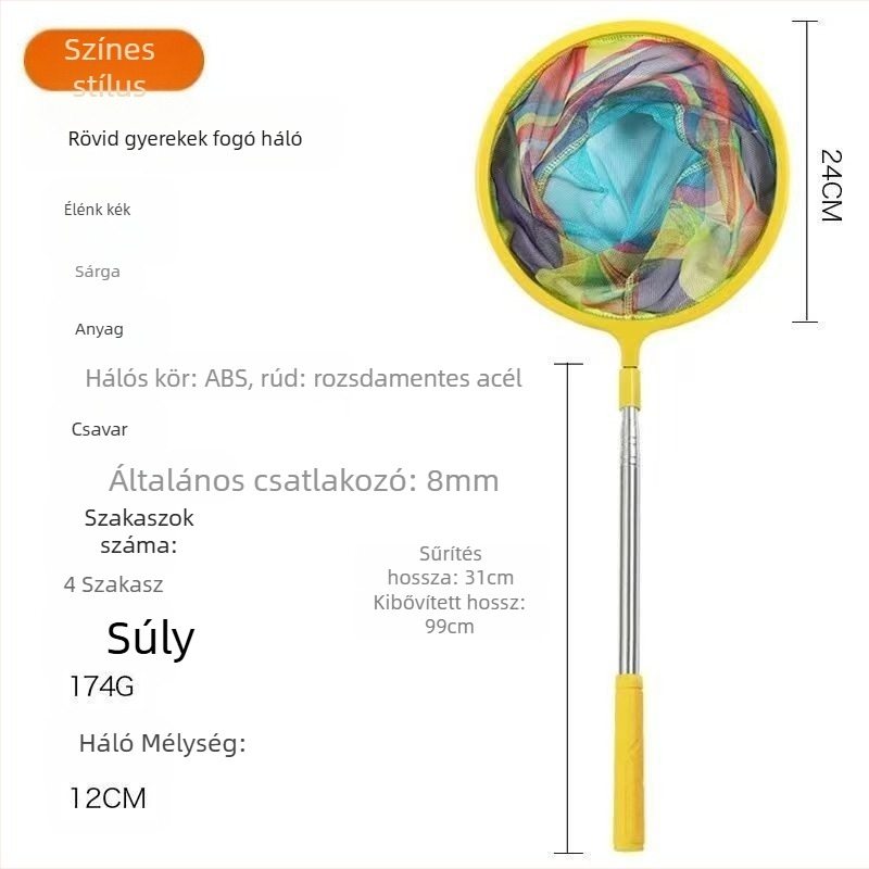 Runshuo Gyermekeknek szóló összecsukható halászháló, kis halakra, garnéla, pillangók és dragonflies fogására