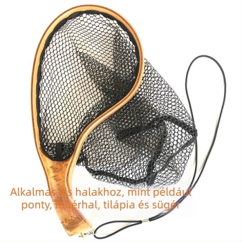 Hordozható halszemháló kis halakhoz, finom szemmel — karbon anyag, alkalmas folyó- és fly fishingre