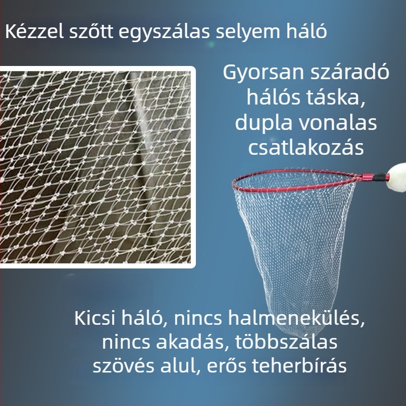 Összecsukható alumínium ötvözetű horgász háló, kinyitható és úszó, könnyen hordozható