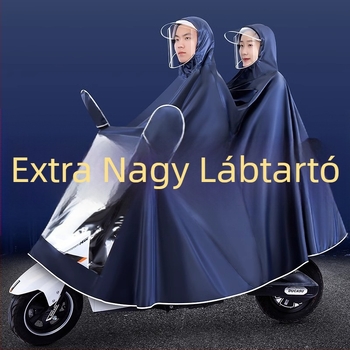 Két személyes esőponcsó motorkerékpárhoz/elektromos autóhoz, hosszú, Oxford anyag, PVC vízálló réteg, logó nyomtatás