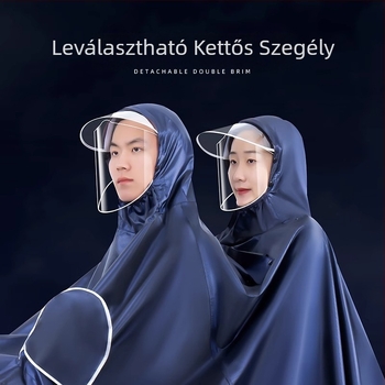 Két személyes esőponcsó motorkerékpárhoz/elektromos autóhoz, hosszú, Oxford anyag, PVC vízálló réteg, logó nyomtatás