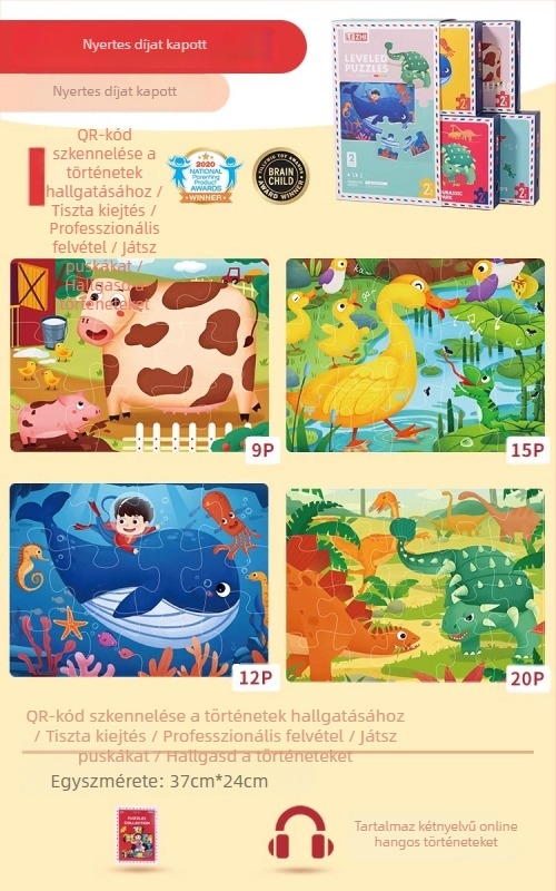 Gyerekeknek fejlett puzzle – papíralapú sík kirakó 4–6 éveseknek, márka Le zhi goes by me