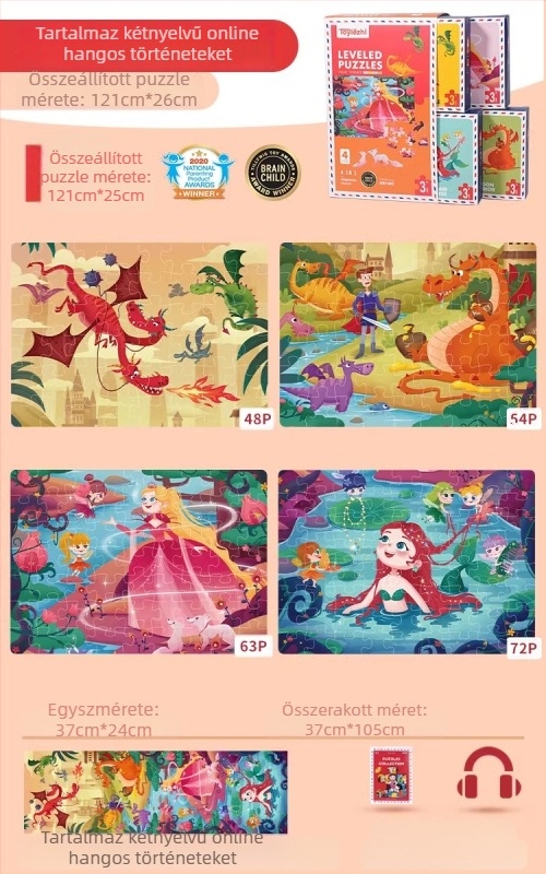 Gyerekeknek fejlett puzzle – papíralapú sík kirakó 4–6 éveseknek, márka Le zhi goes by me