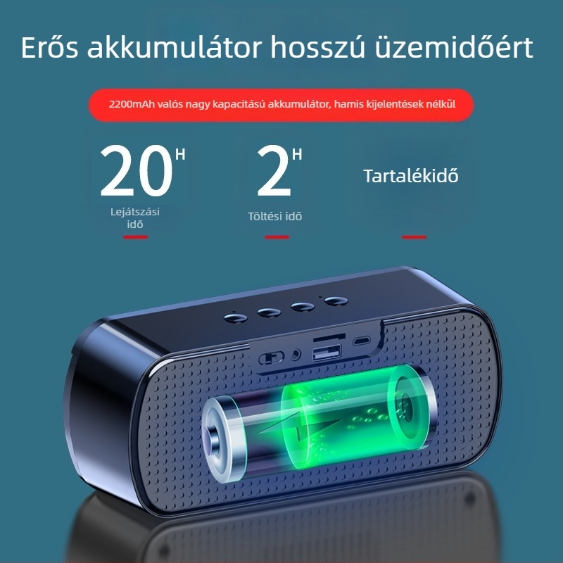 Vízálló Bluetooth hangszóró, 32GB TF kártya támogatás, Bluetooth 5.0, 8 órás lejátszás, két hangszóró