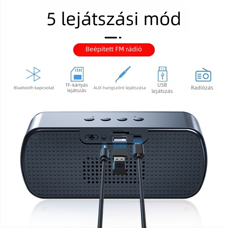 Vízálló Bluetooth hangszóró, 32GB TF kártya támogatás, Bluetooth 5.0, 8 órás lejátszás, két hangszóró
