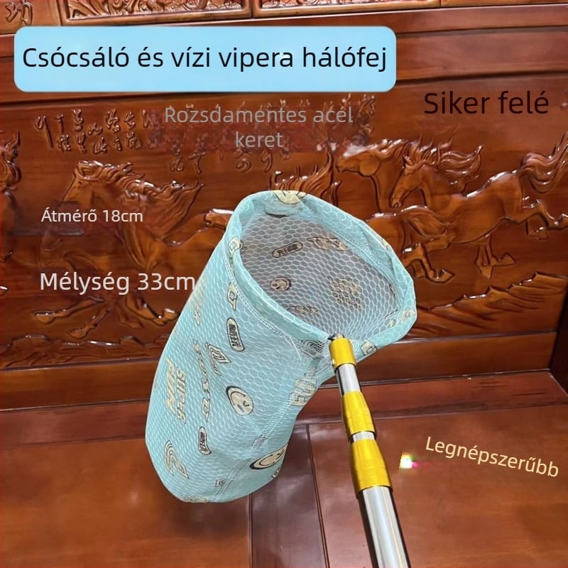 Leech net alumínium ötvözet fejjel és rozsdamentes acél rúddal, mélyített hálózseb, mélység 30