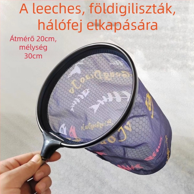 Leech net alumínium ötvözet fejjel és rozsdamentes acél rúddal, mélyített hálózseb, mélység 30