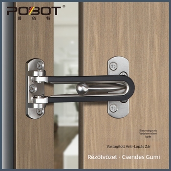 Tömör ajtózár bőrrel ellátott anti-lopás csattal, Modell 06, cinkötvözet, elektroplátolt felület