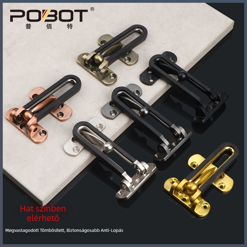 Tömör ajtózár bőrrel ellátott anti-lopás csattal, Modell 06, cinkötvözet, elektroplátolt felület