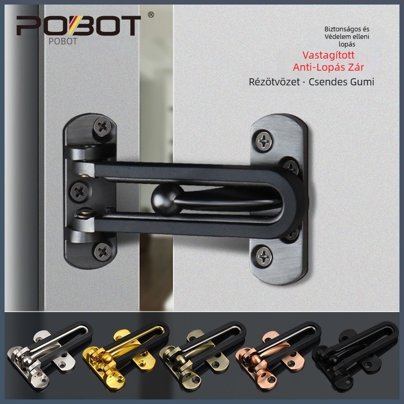 Tömör ajtózár bőrrel ellátott anti-lopás csattal, Modell 06, cinkötvözet, elektroplátolt felület