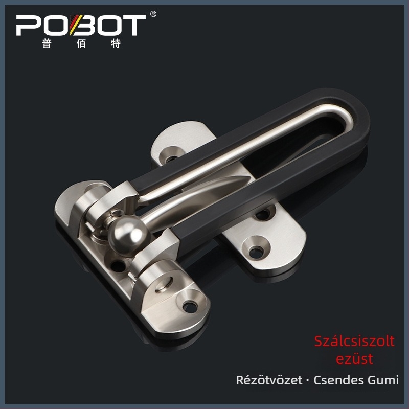 Tömör ajtózár bőrrel ellátott anti-lopás csattal, Modell 06, cinkötvözet, elektroplátolt felület