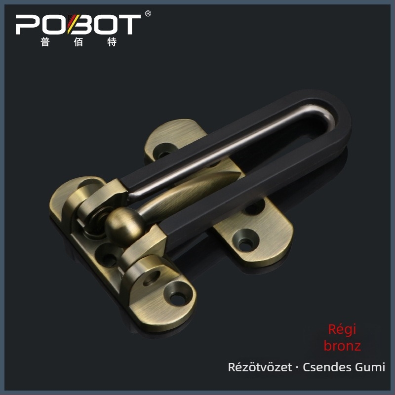 Tömör ajtózár bőrrel ellátott anti-lopás csattal, Modell 06, cinkötvözet, elektroplátolt felület