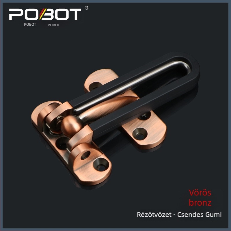 Tömör ajtózár bőrrel ellátott anti-lopás csattal, Modell 06, cinkötvözet, elektroplátolt felület