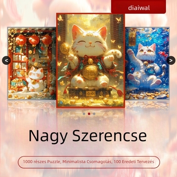 1000 darabos papírból készült DIY falikép-puzzle Maneki-neko macskával