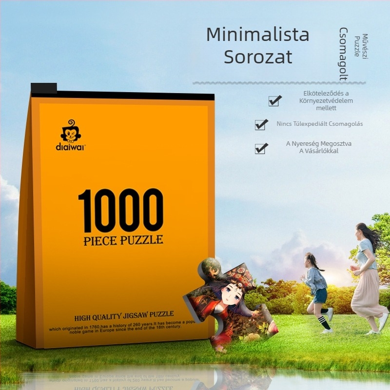 1000 darabos papírból készült DIY falikép-puzzle Maneki-neko macskával