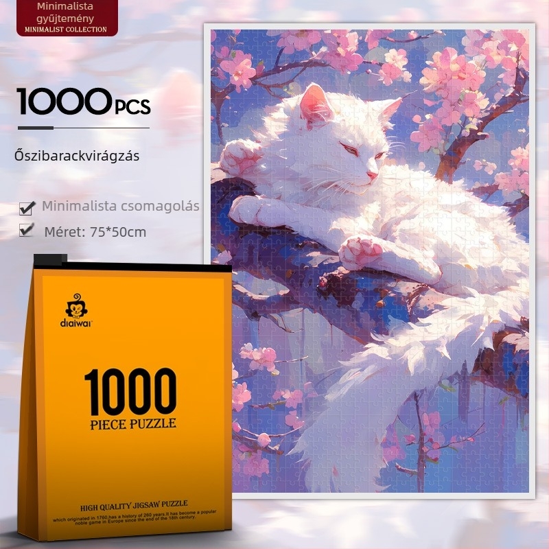 1000 darabos papírból készült DIY falikép-puzzle Maneki-neko macskával