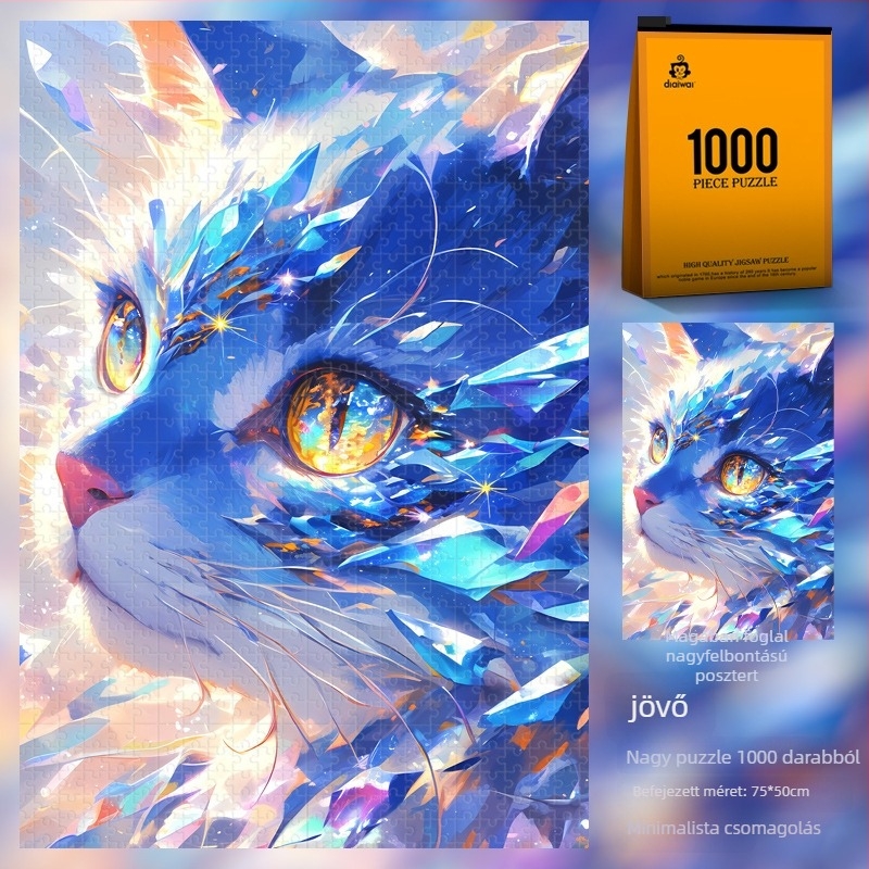 1000 darabos papírból készült DIY falikép-puzzle Maneki-neko macskával