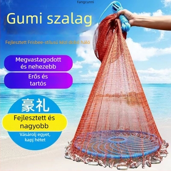 Frisbie-stílusú horgász háló kézi dobásra, automatikus kioldással — Eredet: Új-Zéland; Márka: Egyéb; Anyag: részletek szerint