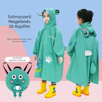 Gyerekeknek szánt esőkabát poncho dinoszaurusz mintával, rajzfilm stílusban