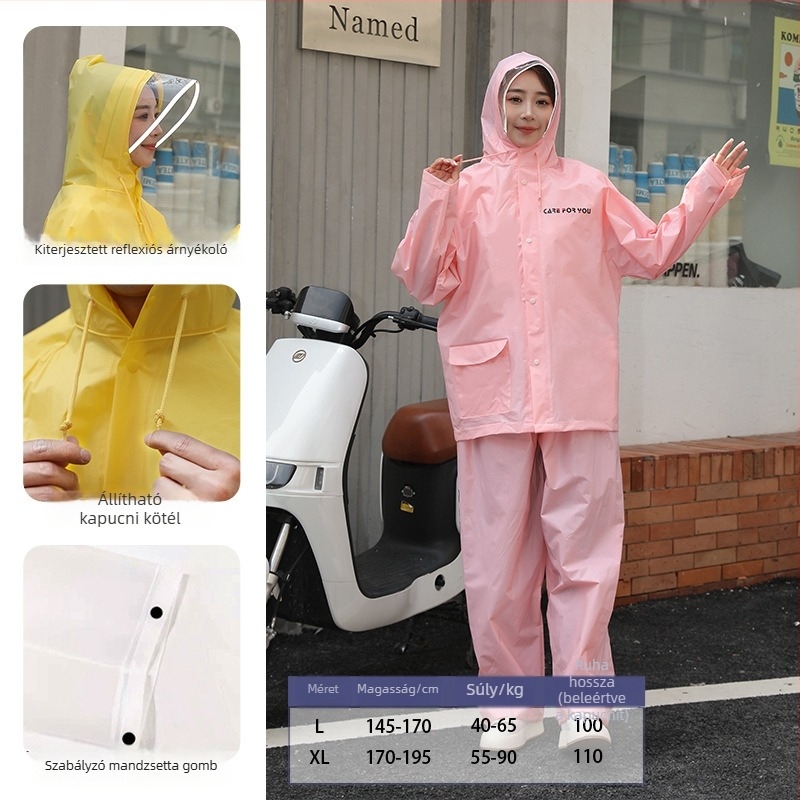 Waﬀle mintás EVA anyagú esőkabát és esőnadrág szett, 0,22 mm vastagságú, vízálló, felnőtt túrázók számára, felosztott szabású