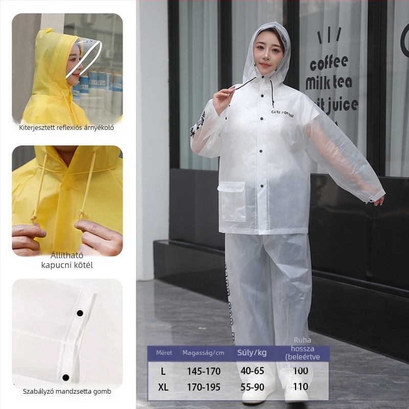 Waﬀle mintás EVA anyagú esőkabát és esőnadrág szett, 0,22 mm vastagságú, vízálló, felnőtt túrázók számára, felosztott szabású