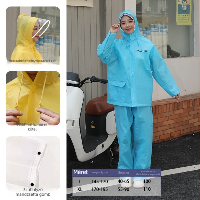 Waﬀle mintás EVA anyagú esőkabát és esőnadrág szett, 0,22 mm vastagságú, vízálló, felnőtt túrázók számára, felosztott szabású