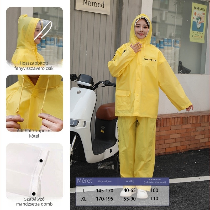 Waﬀle mintás EVA anyagú esőkabát és esőnadrág szett, 0,22 mm vastagságú, vízálló, felnőtt túrázók számára, felosztott szabású