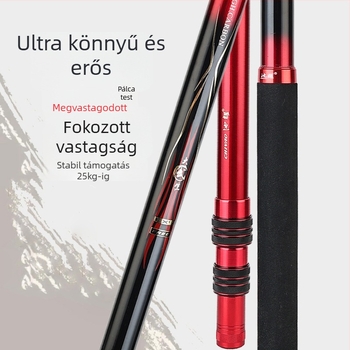 Szénszálas horgász háló rúd, teleszkópos, 2 részes kivitel, ultra könnyű és merev, 320 g