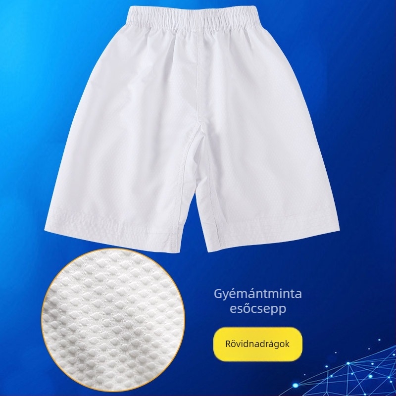 Taekwondo edzőnadrág, légáteresztő pamut keverék, mintás: kockás és pöttyös, bélés 80% pamut, tolerancia 0,3