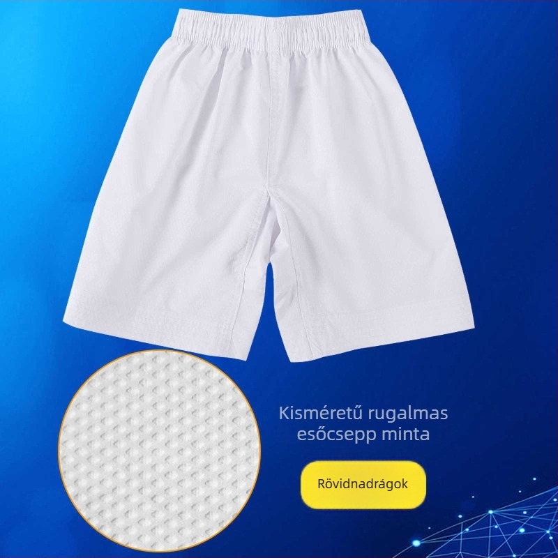 Taekwondo edzőnadrág, légáteresztő pamut keverék, mintás: kockás és pöttyös, bélés 80% pamut, tolerancia 0,3