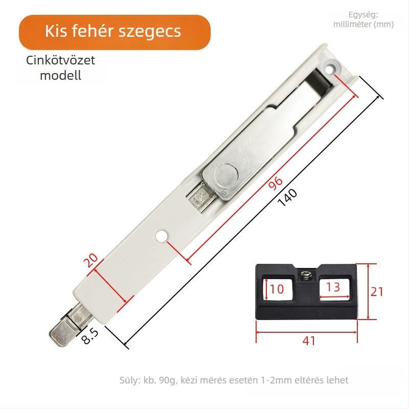 Alumínium ötvözet zár rejtett meghosszabbítással, nyíló ajtókhoz, felső és alsó rudakkal
