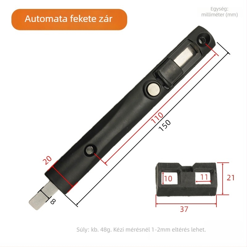 Alumínium ötvözet zár rejtett meghosszabbítással, nyíló ajtókhoz, felső és alsó rudakkal