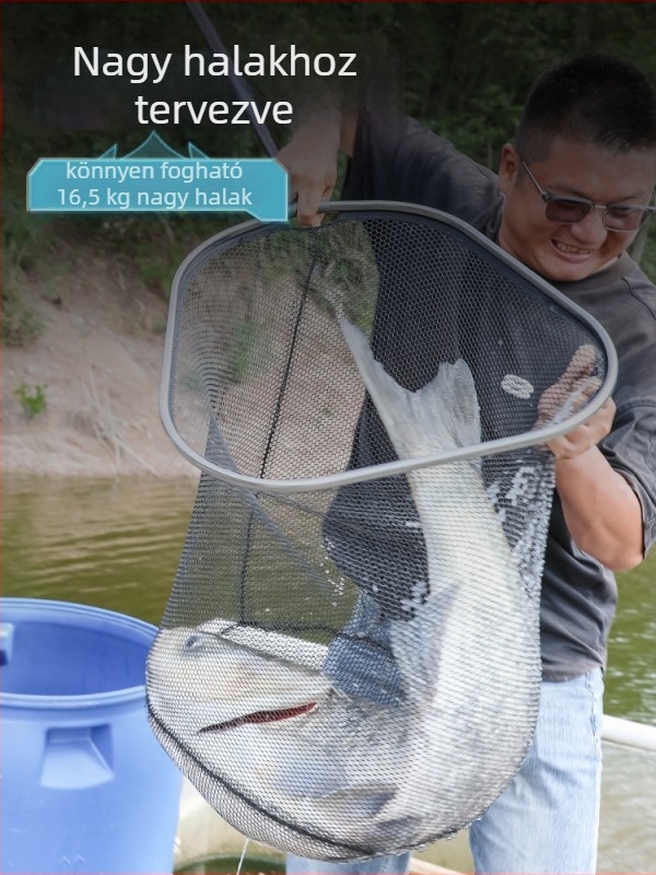 Horgász hálófej, nylon háló, teherbírás 30 kg, mélység 36-56 cm