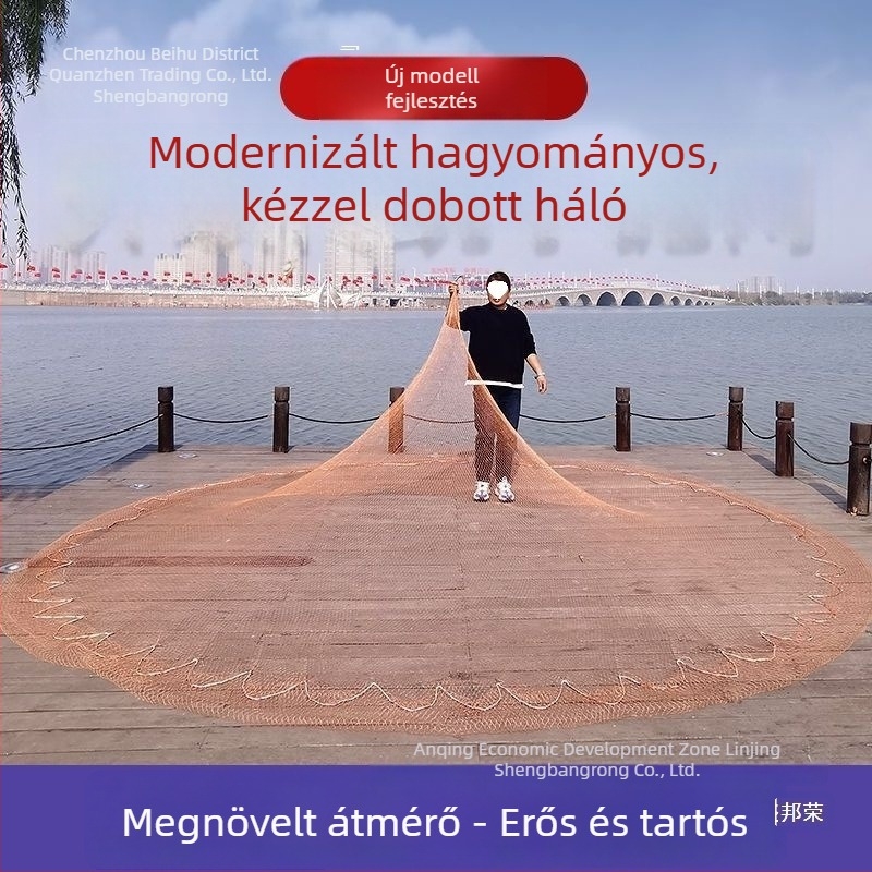 Hagyományos kézzel dobott halászháló kültéri használatra, szénszálas anyaggal