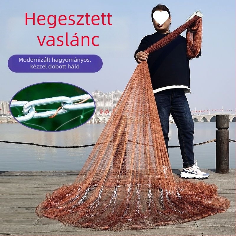Hagyományos kézzel dobott halászháló kültéri használatra, szénszálas anyaggal