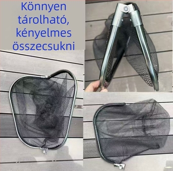 Összecsukható horgász háló nagy halakhoz; nejlon háló ragasztó bevonattal; teherbírás 100