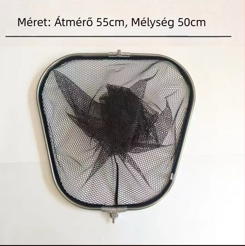 Összecsukható horgász háló nagy halakhoz; nejlon háló ragasztó bevonattal; teherbírás 100